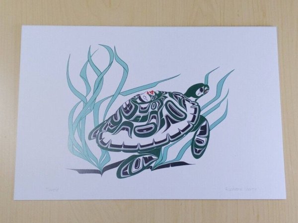 Turtle by Richard Shorty Northern Tutchone Artist 6"x9" Art Card