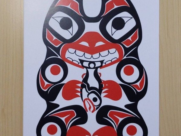 Bear and Salmon by Eric Parnell Haida Artist 6"x9" Art Card