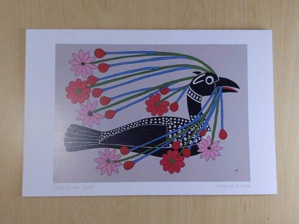 Courting Loon by Kenojuak Ashevak Inuit Artist 6"x9" Art Card