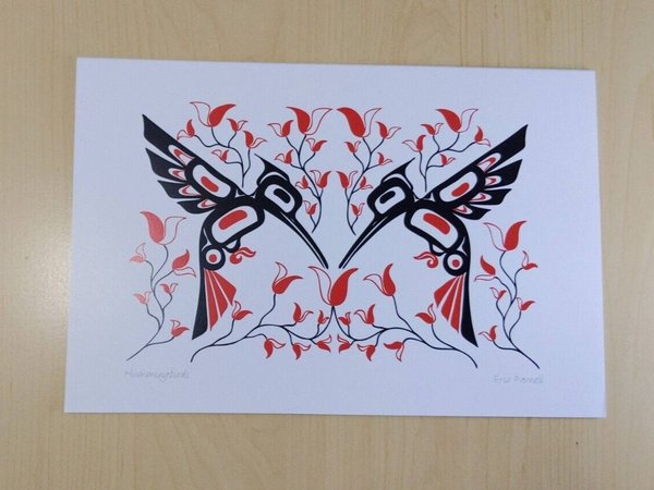 Hummingbirds by Eric Parnell Haida Artist 6"x9" Art Card