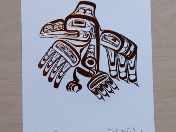 Haida Raven by Bill Reid Haida Artist 6"x9" Copper Embossed Art Card