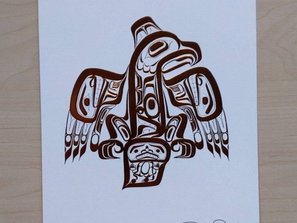 Haida Eagle by Bill Reid Haida Artist 6"x9" Copper Embossed Art Card