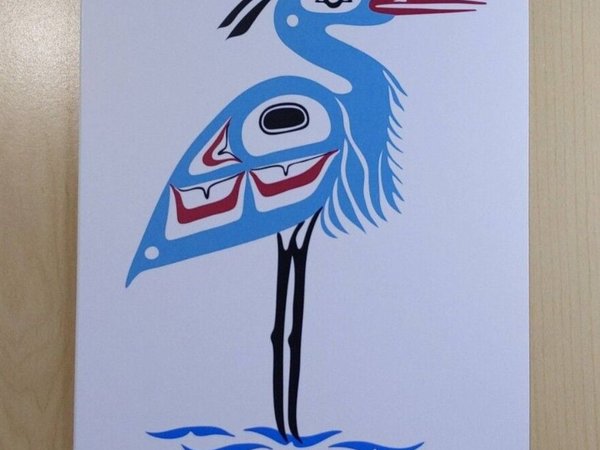 Great Blue Heron by Pauline Bull Salish Artist 6"x9" Art Card
