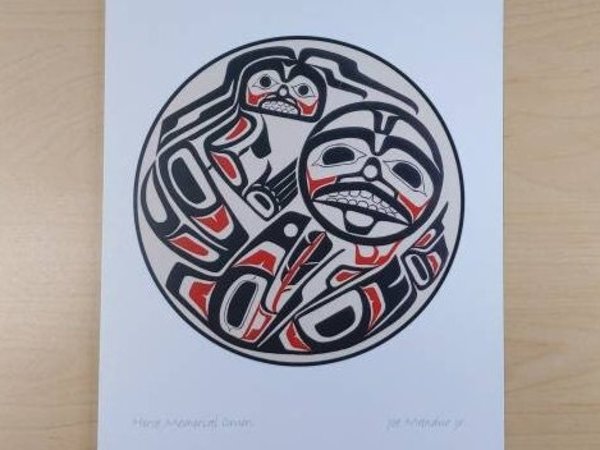 Horse Memorial Drum by Joe Mandur Jr Haida Artist 6"x9" Art Card