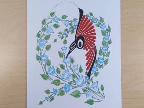 Hummingbird by Danny Dennis Tsimshian Artist 6"x9" Art Card