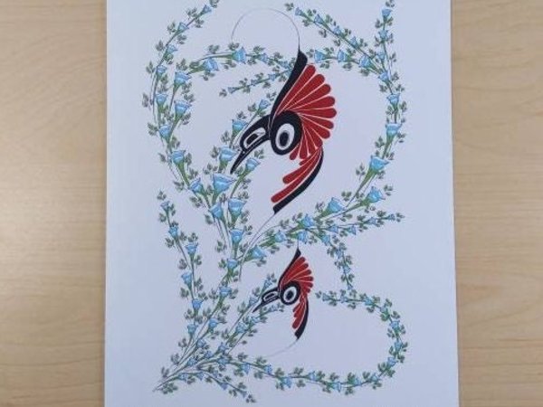 Hummingbirds by Danny Dennis Tsimshian Artist 6"x9" Art Card