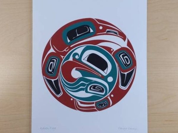 Raven Frog by Danny Dennis Tsimshian Artist 6"x9" Art Card