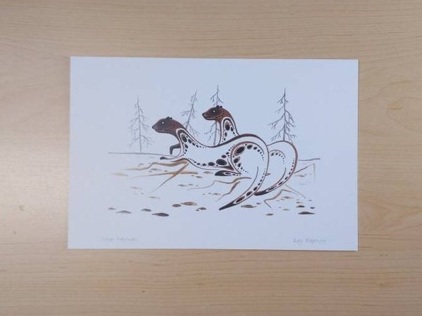 Otter Partners by Ray Baptiste Ojibway Artist 6"x9" Art Card