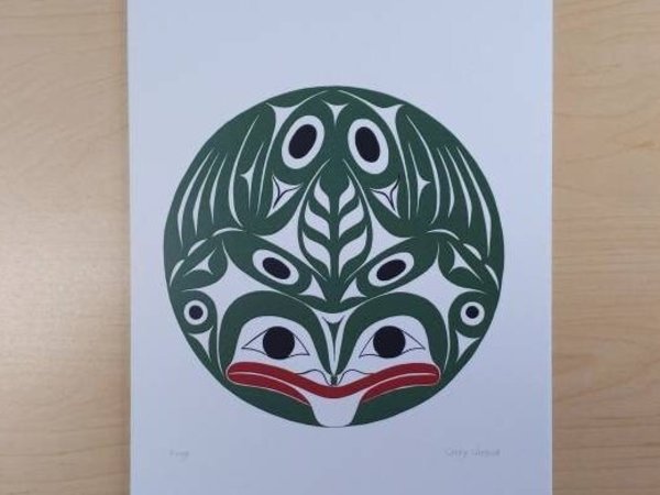 Frog by Gerry Sheena Coast Salish Artist 6"x9" Art Card