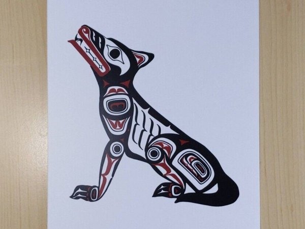 Wolf by Clarence Mills Northwest Coast Artist 6"x9" Art Card