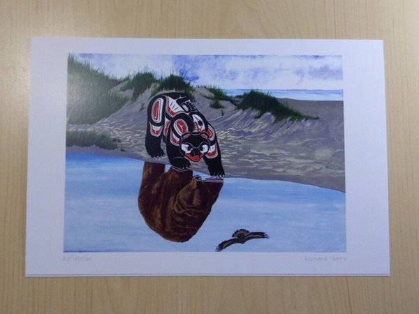 Bear Reflection by Richard Shorty Northern Tutchone Artist 6"x9" Art Card