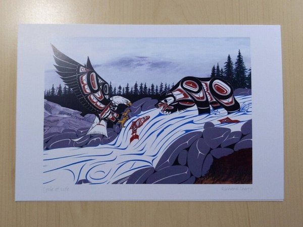 Cycle of Life by Richard Shorty Northern Tutchone Artist 6"x9" Art Card