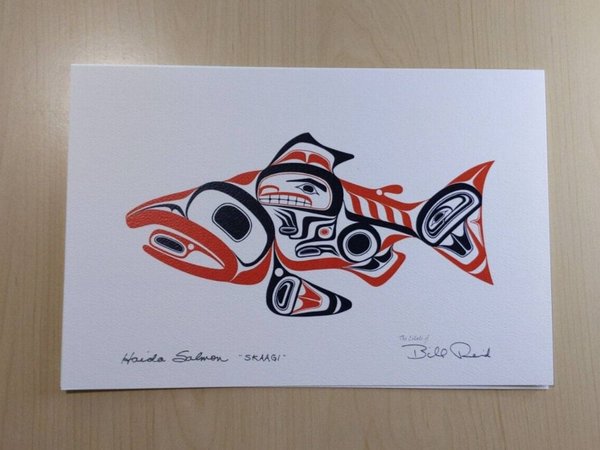 Haida Salmon by Bill Reid Northwest Coast Artist 6"x9" Art Card