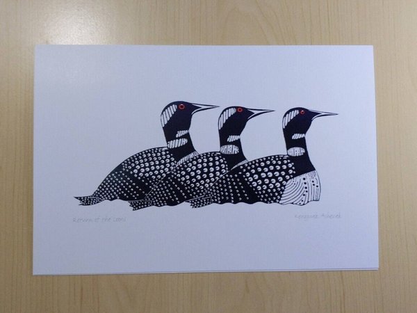 Return of the Loons by Kenojuak Ashevak Inuit Artist 6"x9" Art Card