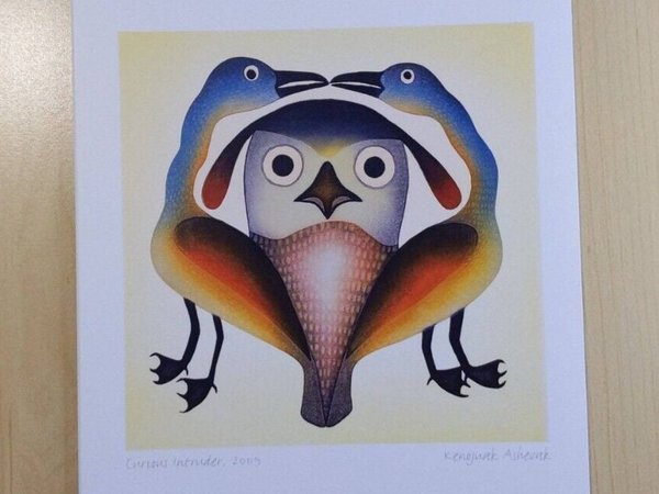 Curious Intruder by Kenojuak Ashevak Inuit Artist 6"x9" Art Card