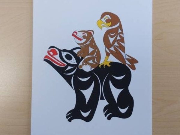 Hitching A Ride by Doug LA Fortune Coast Salish Artist 6"x9" Art Card