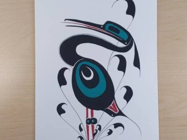 Heron by Danny Dennis Tsimshian Artist 6"x9" Art Card