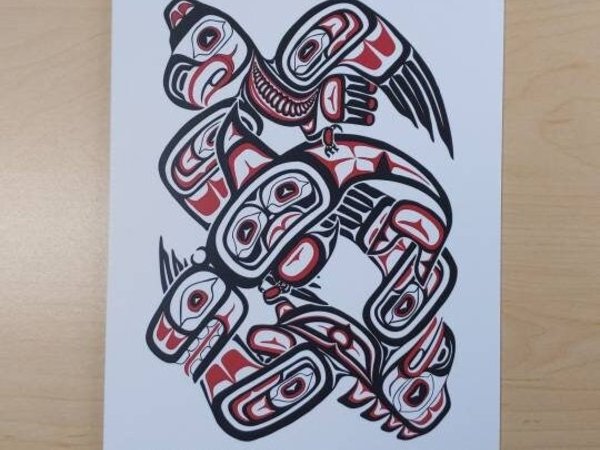 Eagle Taking Whale Back Home by Lloyd Harsch Haida Artist 6"x9" Art Card