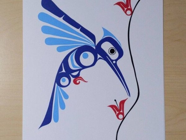 Hummingbird by Eric Parnell Haida Artist 6"x9" Art Card