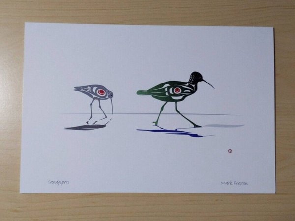 Sandpipers by Mark Preston Tlingit Artist 6"x9" Art Card