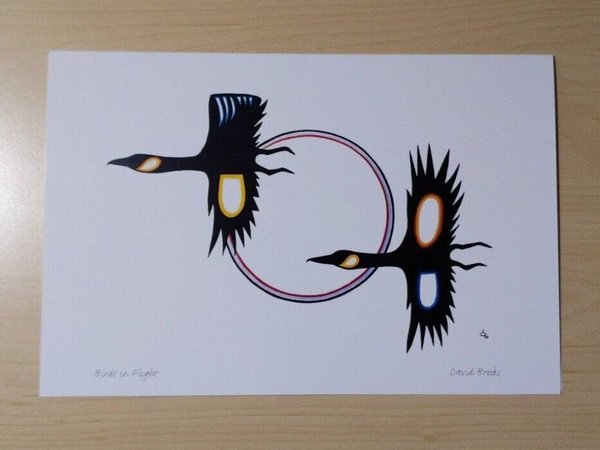 Birds in Flight by David Brooks Mi'kmaq Artist 6"x9" Art Card